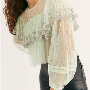 Free People NWOT Disco Ball Embellished Top Small